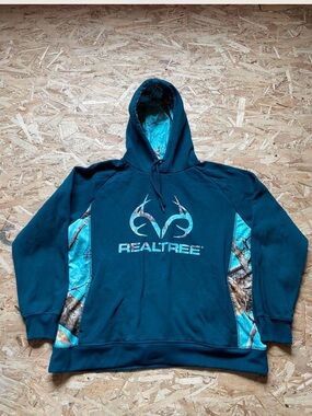 Realtree Men's Teal Hooded Sweatshirt with Camouflage Accents